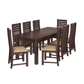 Amer Solid Sheesham Wood 8 Seater Dining Set (With Cushion, Walnut Finish)